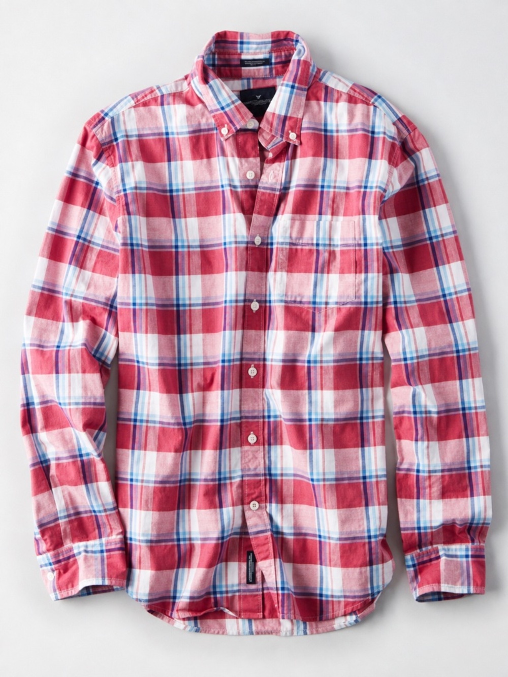 American Eagle Outfitters Seriously Soft Classic Plaid Poplin Button Down Oxford